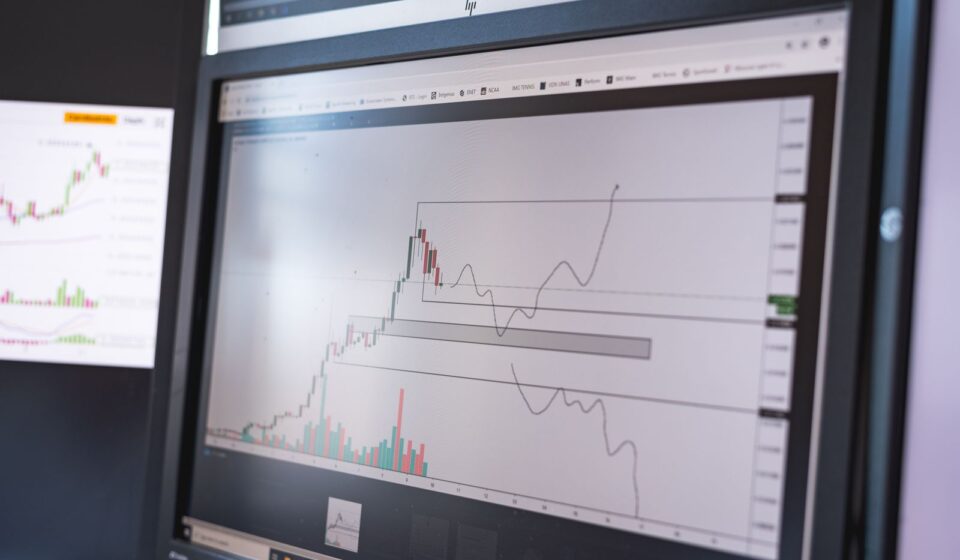 Stock market chart on monitor
