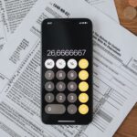 Calculator on tax documents